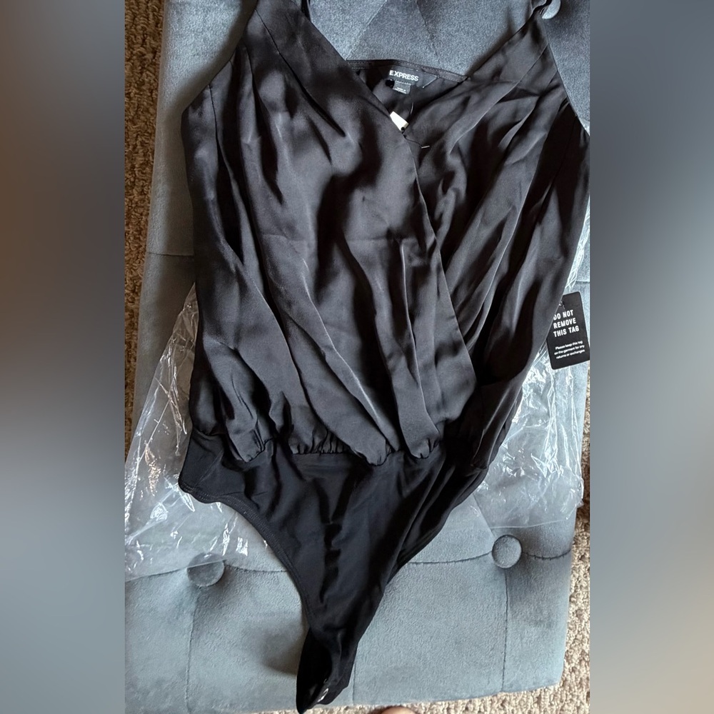 Express Black Silk Bodysuit NWT